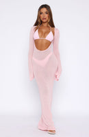 Malta Mermaids Long Sleeve Maxi Dress Blush Pink