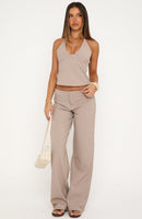 Reflective Love Tailored Straight Leg Pants Taupe