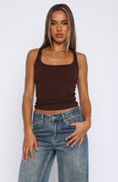 Filled With Life Ribbed Tank Chocolate