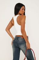 Deserve More V Neck Racer Back Tank Off White