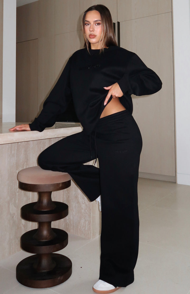 Stay Lifted Wide Leg Sweatpants Black