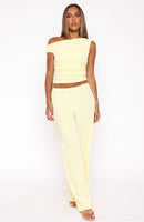 Turn Heads Fast Wide Leg Pants Lemon