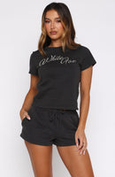Lucky Thirteen Elsa Relaxed Baby Tee Charcoal