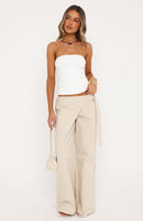 Suit Yourself Tailored Wide Leg Pants Beige