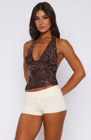 You Can Be Mine Beaded Top Chocolate