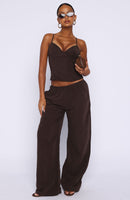 Take A Stance Wide Leg Pants Chocolate