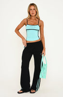 Breaking Your Heart Track Pants Black/Aqua