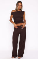 Turn Heads Fast Wide Leg Pants Chocolate