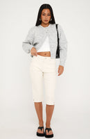 Cynthia High Rise Denim Capri Jeans Cream Wash