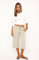 Daily Ritual Wide Leg Capri Pant Stone