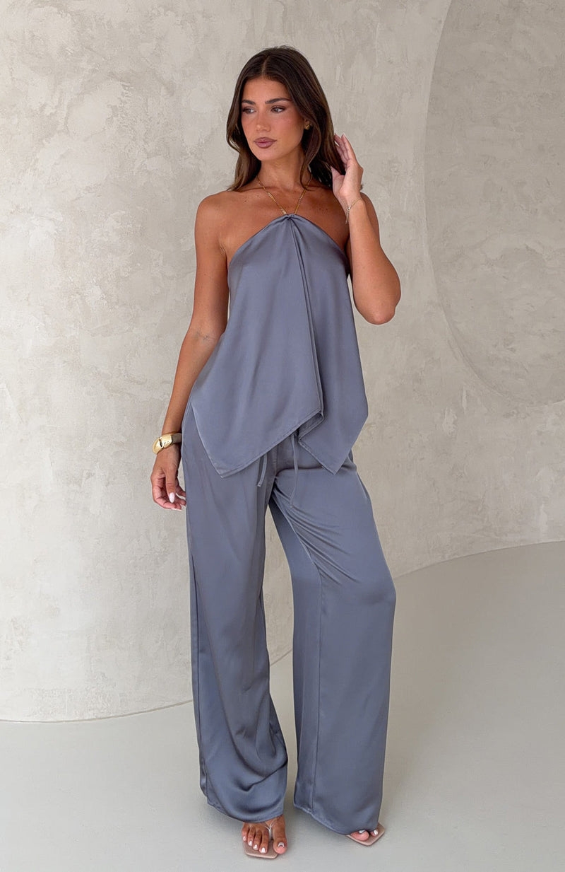 Fallen Grace Satin Top Charcoal