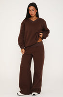 Give You A Break Wide Leg Sweatpants Chocolate