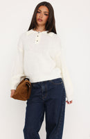 Ottilie Henley Knit Sweater White
