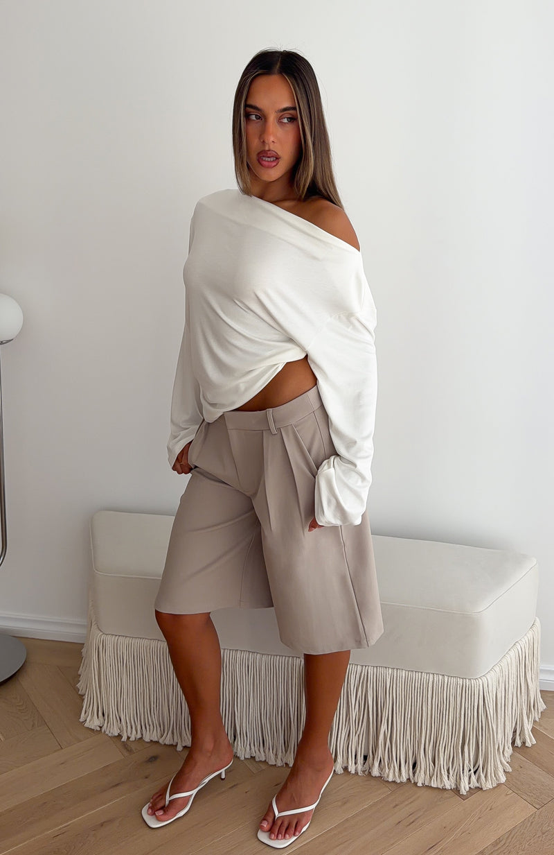 If You Insist Off Shoulder Long Sleeve Top White