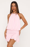 Kept My Promise Halter Mini Dress Baby Pink