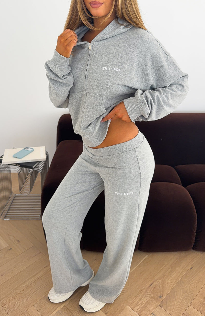 Looking Back Wide Leg Pants Grey Marle