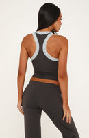 Midnight Sun Lace Trim Cami Top Charcoal/Baby Blue