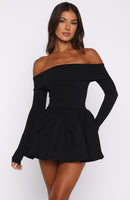 Big Reveal Long Sleeve Mini Dress Black