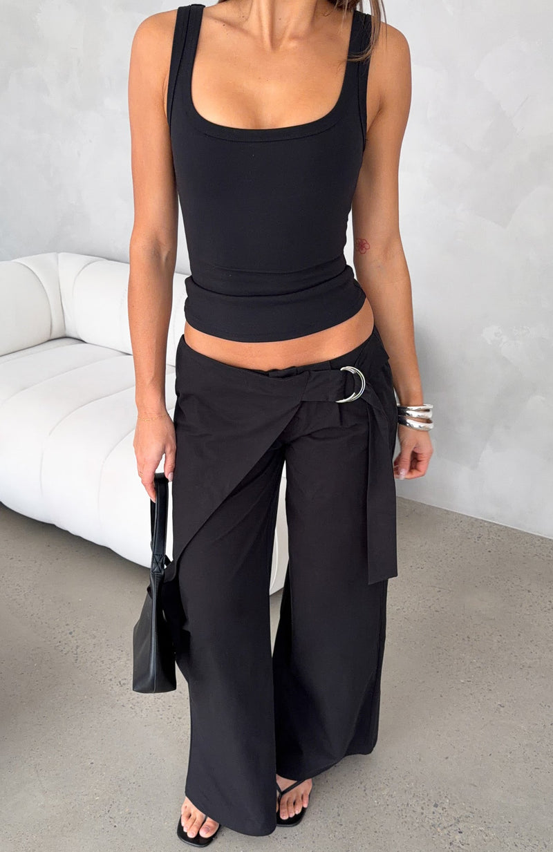 Suit Yourself Tailored Wide Leg Pants Black