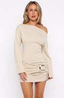 All Over You Long Sleeve Knit Mini Dress Oat