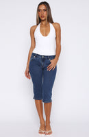 Annie Low Rise Denim Capri Jeans Dark Blue
