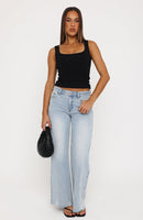 Big City Dreams Mid Rise Wide Leg Jeans Light Blue Wash