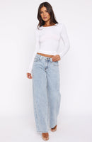Clarissa Low Rise Wide Leg Jeans Mid Blue Wash