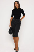 Cynthia High Rise Denim Capri Jeans Black Acid Wash