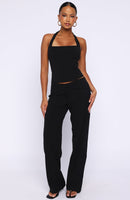 He Said She Said Tailored Wide Leg Pants Black
