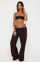 Lover's Refresh Linen Wide Leg Pants Espresso