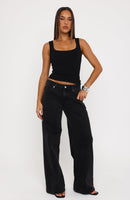 Maeve Low Rise Wide Leg Jeans Black Acid Wash