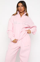 Make It Or Break It Quarter Zip Sweater Pink