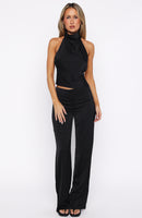 Time Passes Wide Leg Dress Pants Black