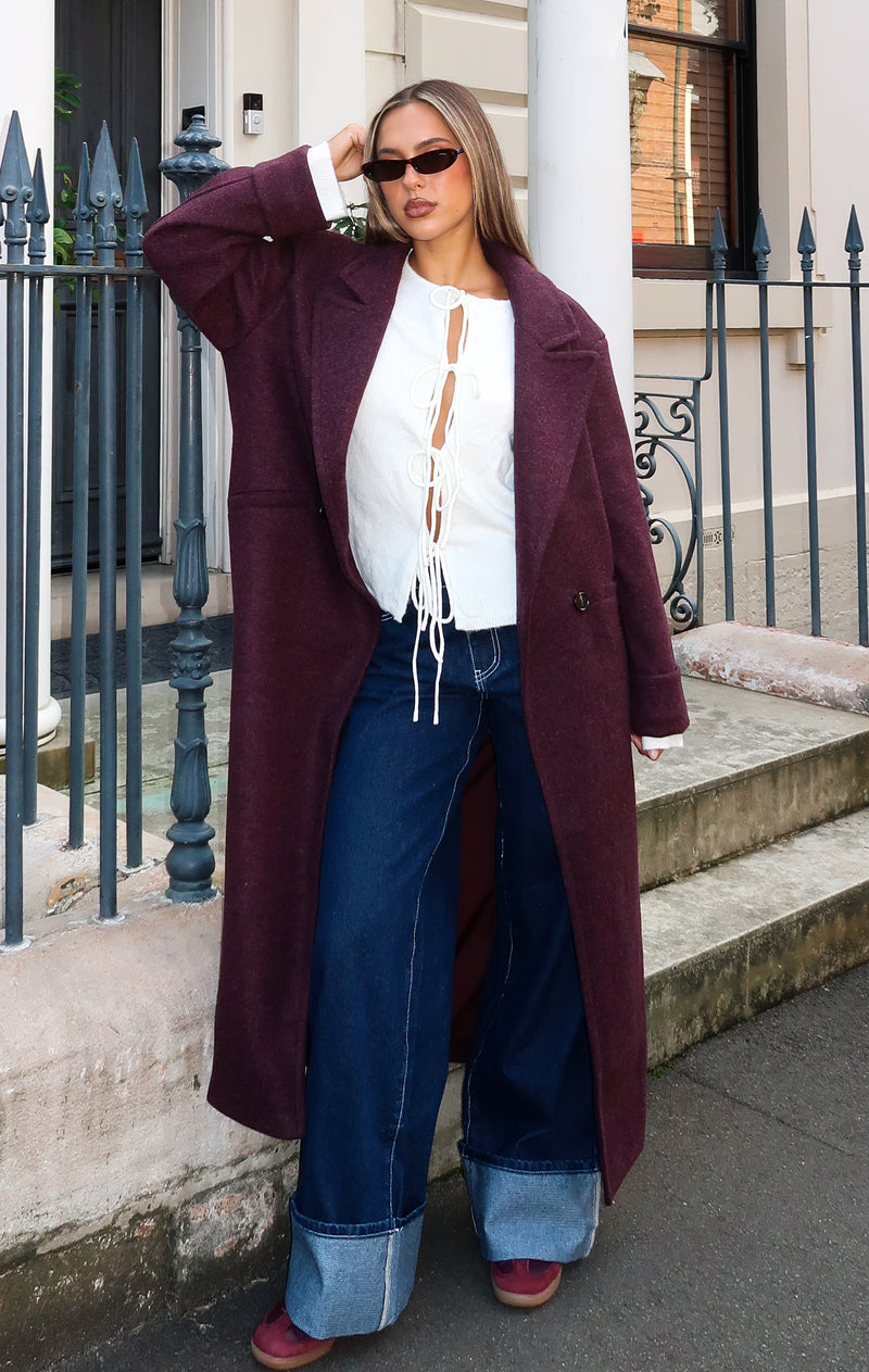 Winter Holiday Oversized Coat Burgundy