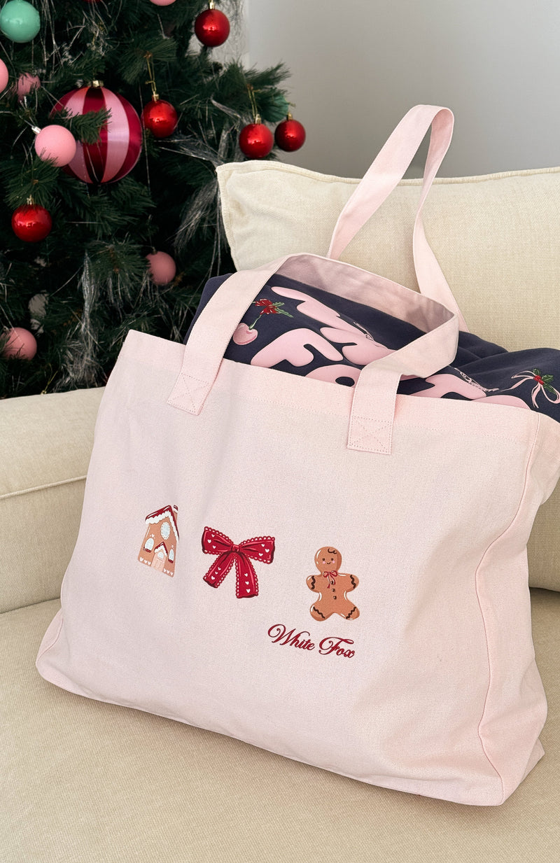 Merry & Bright Tote Bag Pink