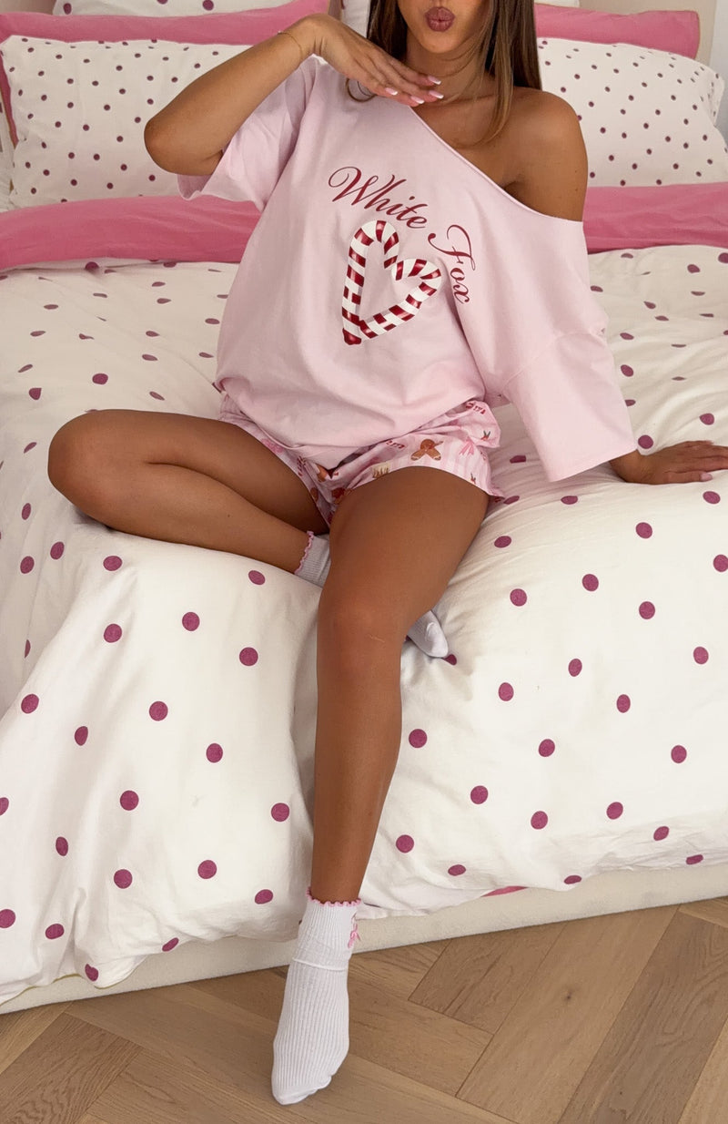 Sweetheart Pyjama Off Shoulder Tee Light Pink